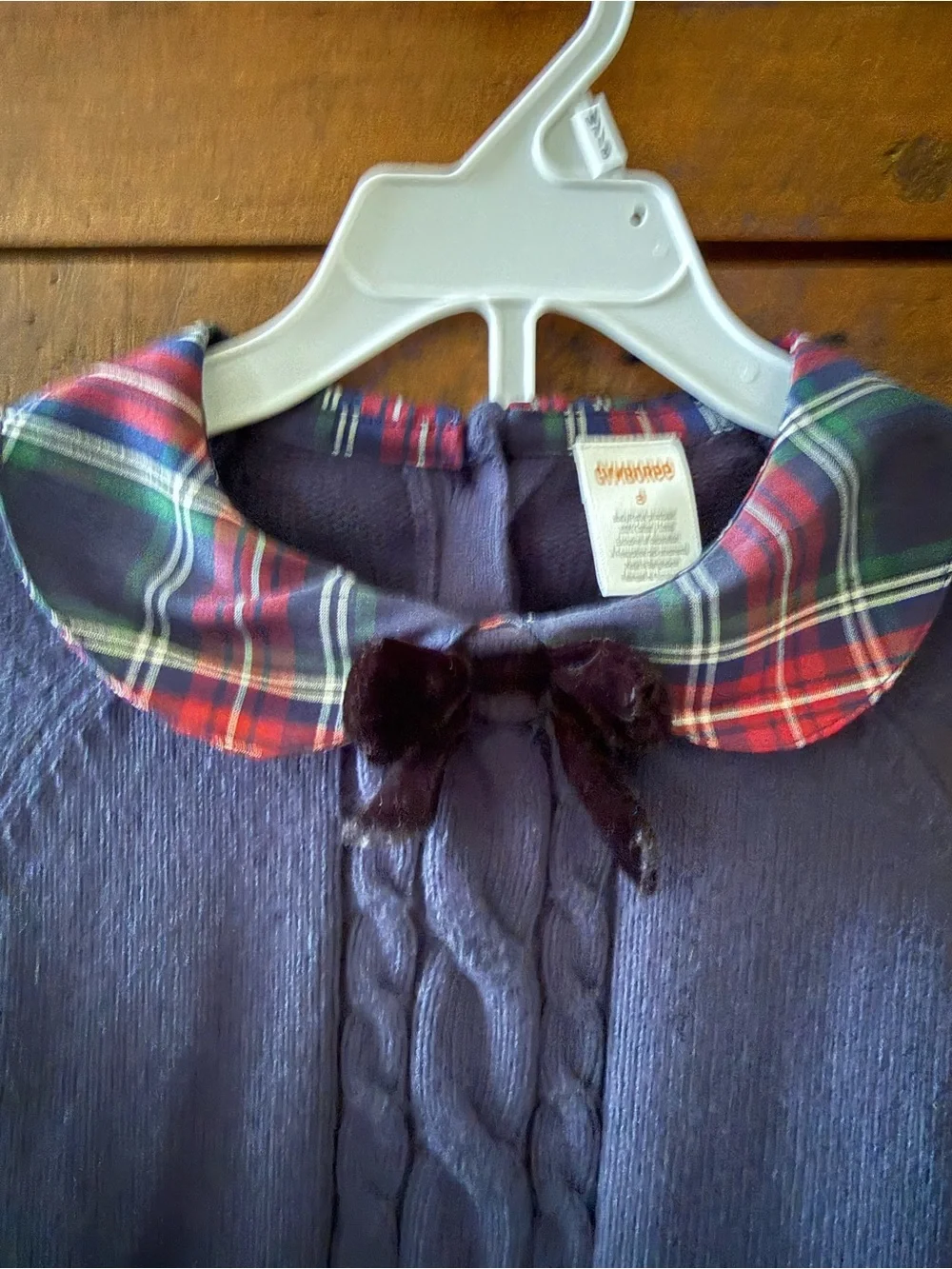 Gymboree Navy Sweater with Red & blue Plaid ruffled skirt